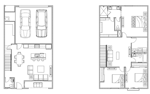 Floor plan for 3 beds, 2.5 baths, 1861 sqft